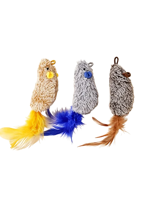 Squeaky Plush Mouse Cat Toy – Realistic Mouse Shape