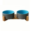 Ceramic Wooden Frame Pet Premium Food and Water Bowl 13.5-28.7oz