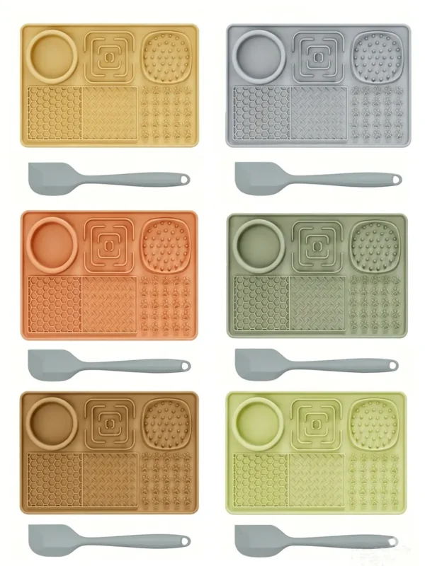 Silicone Non-Slip Waterproof Pet Feeding Tray with Scraper 12×7.99in