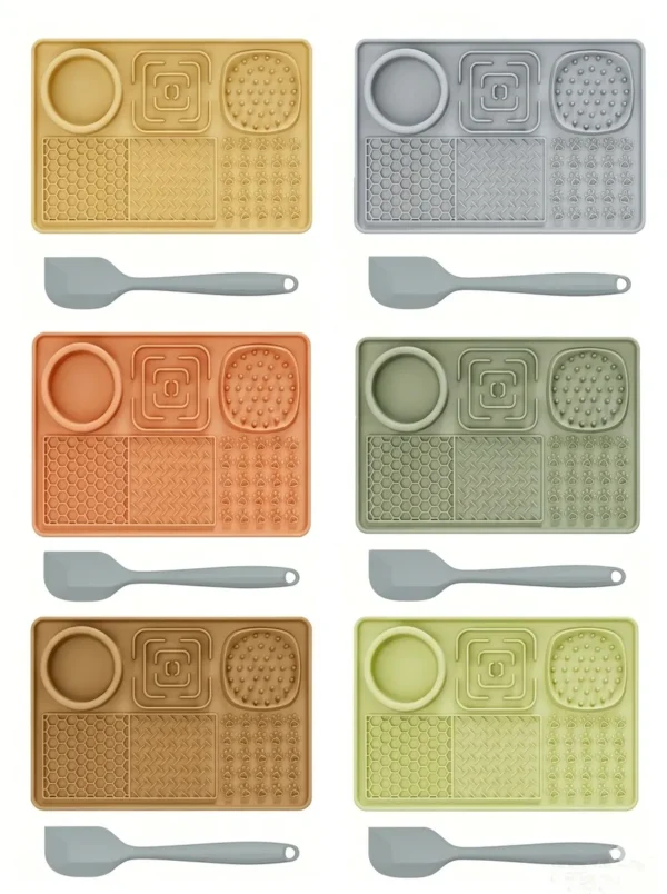 Silicone Non-Slip Waterproof Pet Feeding Tray with Scraper 12×7.99in
