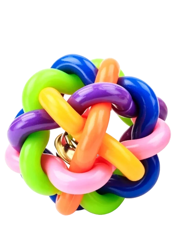 Colorful Woven Jingle Bell Ball for Cats – Interactive Toy