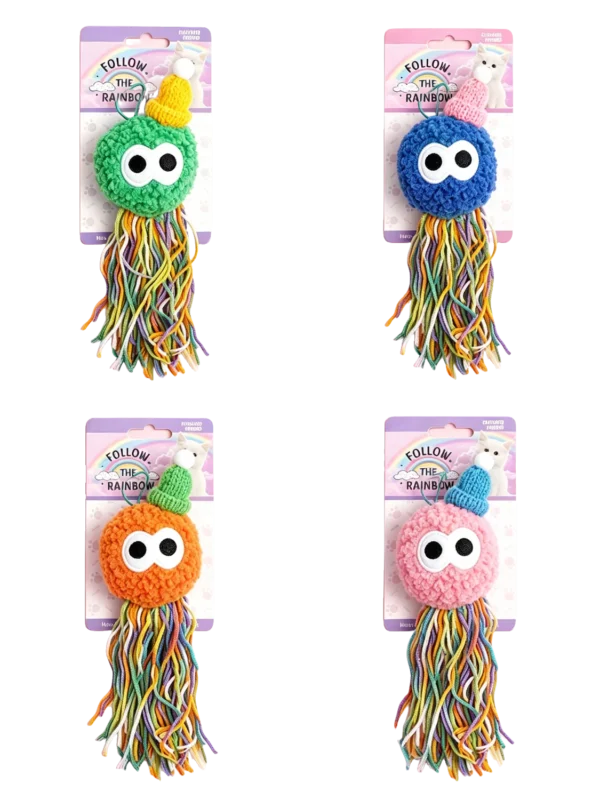 Catnip Pom Pom Plush Toy – Colorful, Soft & Fun for Indoor Cats