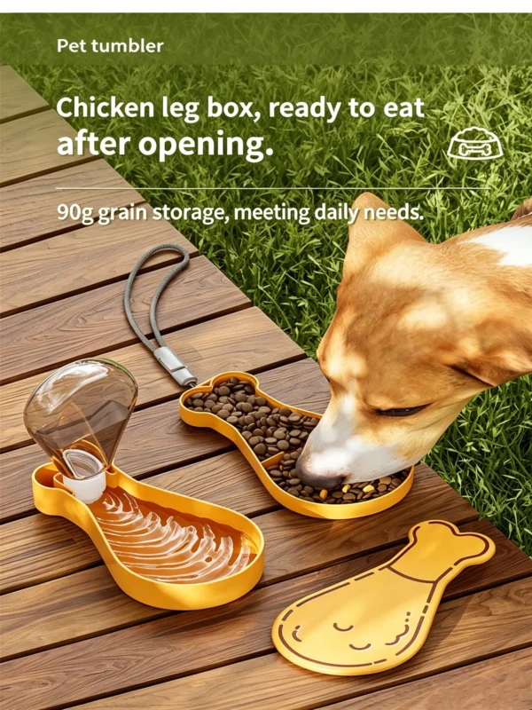 2-in-1 Pet Water & Food Container – 6.8 oz Water & 3 oz Food