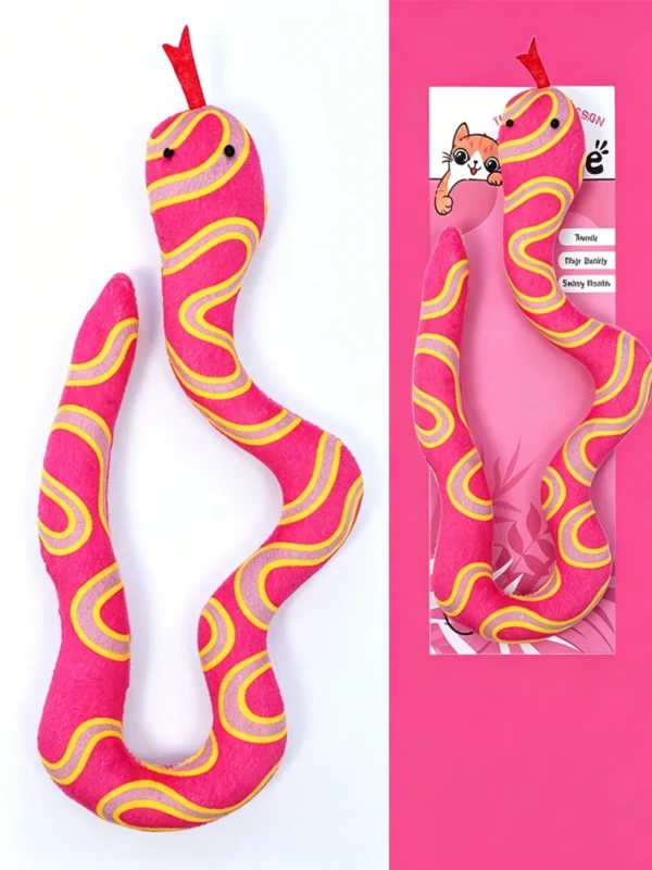 Catnip Snake Striped Plush Toy – for Kicking & Pouncing