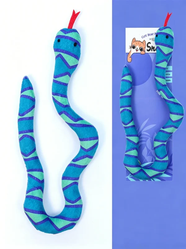 Catnip Snake Striped Plush Toy – for Kicking & Pouncing
