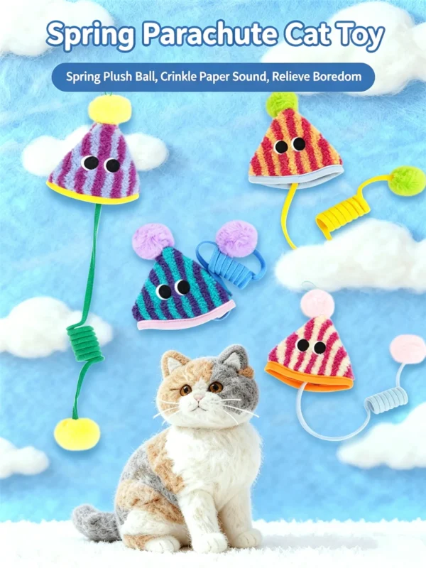 Spring Parachute Cat Toy – Interactive Bouncing for Kitty Play