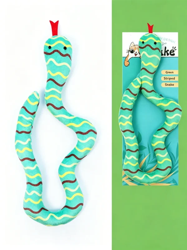 Catnip Snake Striped Plush Toy – for Kicking & Pouncing