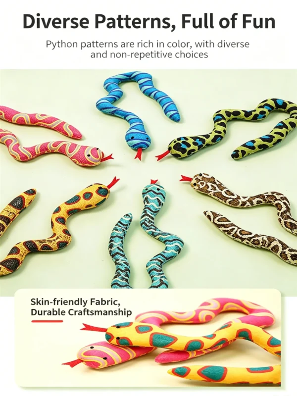 Catnip Snake Striped Plush Toy – for Kicking & Pouncing