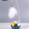 Roly-Poly Feather Cat Toy – Wobble Base with Interactive Stick