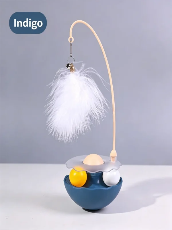 Roly-Poly Feather Cat Toy – Wobble Base with Interactive Stick