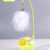 Roly-Poly Feather Cat Toy – Wobble Base with Interactive Stick