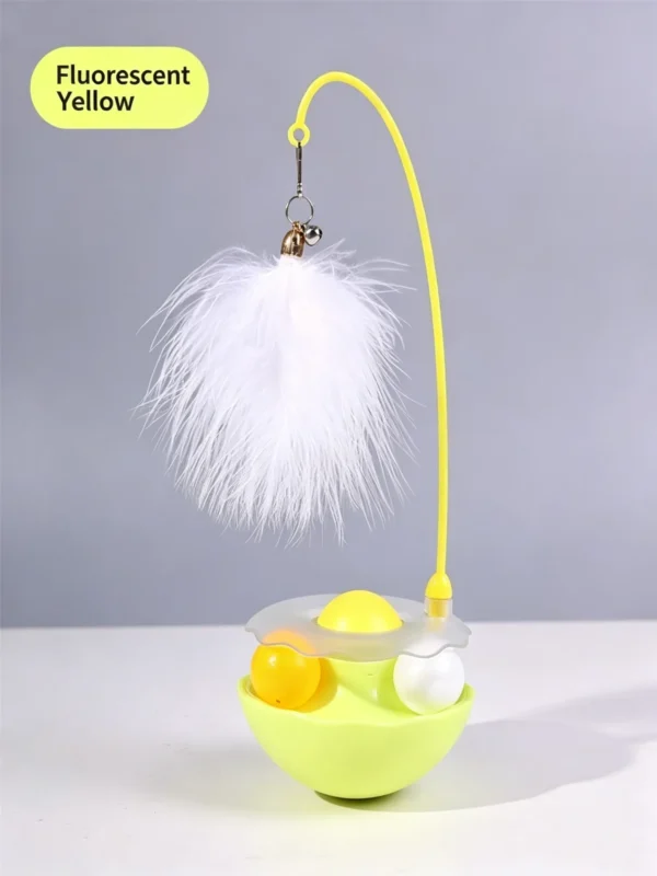 Roly-Poly Feather Cat Toy – Wobble Base with Interactive Stick