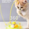 Roly-Poly Feather Cat Toy – Wobble Base with Interactive Stick