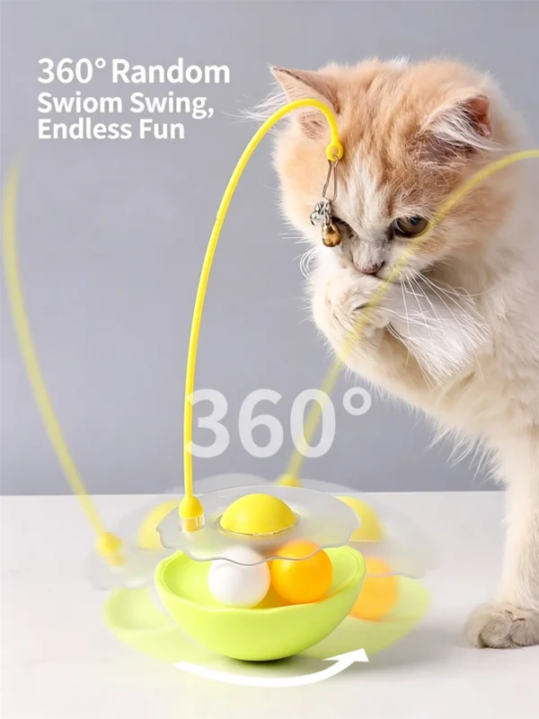 Roly-Poly Feather Cat Toy – Wobble Base with Interactive Stick