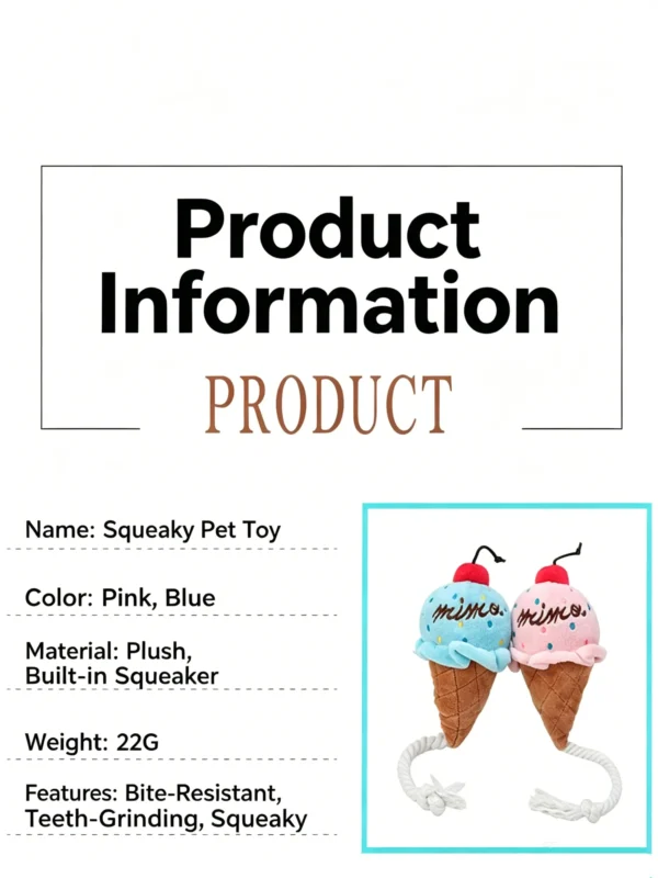 Squeaky Ice Cream Plush Toy for Dogs