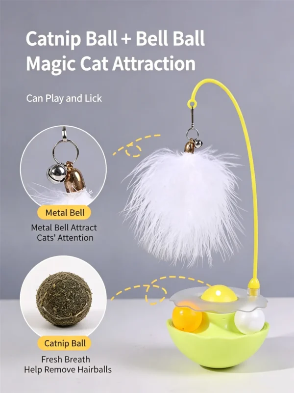Roly-Poly Feather Cat Toy – Wobble Base with Interactive Stick
