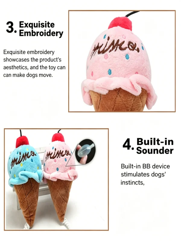 Squeaky Ice Cream Plush Toy for Dogs