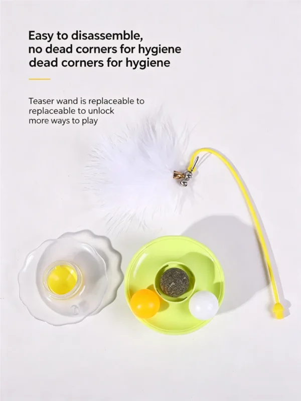 Roly-Poly Feather Cat Toy – Wobble Base with Interactive Stick
