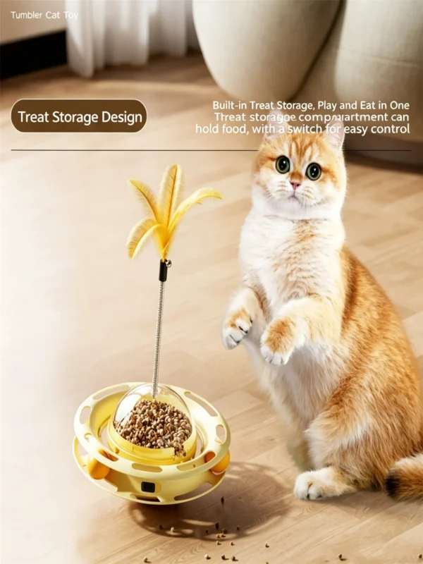 Wobble Treat Dispenser Cat Toy – Spinner for Play & Feed