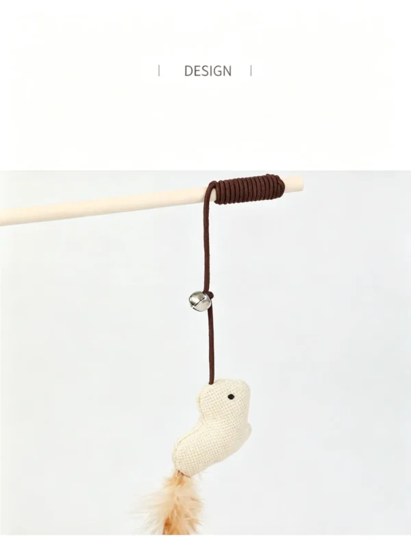 Wooden Handle Cat Teaser Wand – Interactive Toy for Cats
