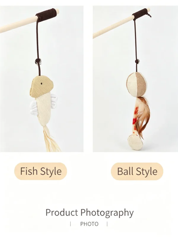 Wooden Handle Cat Teaser Wand – Interactive Toy for Cats