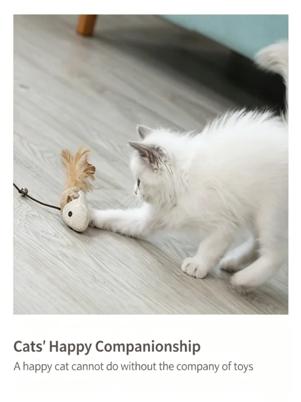 Wooden Handle Cat Teaser Wand – Interactive Toy for Cats