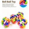 Colorful Woven Jingle Bell Ball for Cats – Interactive Toy