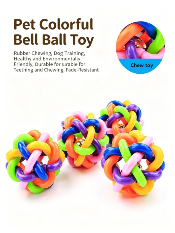 Colorful Woven Jingle Bell Ball for Cats – Interactive Toy