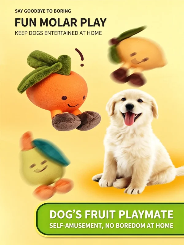 Squeaky Latex Plush Fruit Toy for Dogs – Soft & Durable