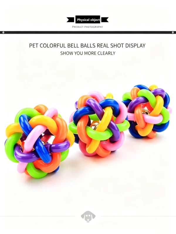 Colorful Woven Jingle Bell Ball for Cats – Interactive Toy