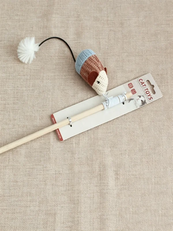 Wooden Handle Cat Teaser Wand – Interactive Toy for Cats