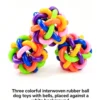 Colorful Woven Jingle Bell Ball for Cats – Interactive Toy