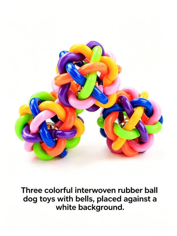 Colorful Woven Jingle Bell Ball for Cats – Interactive Toy