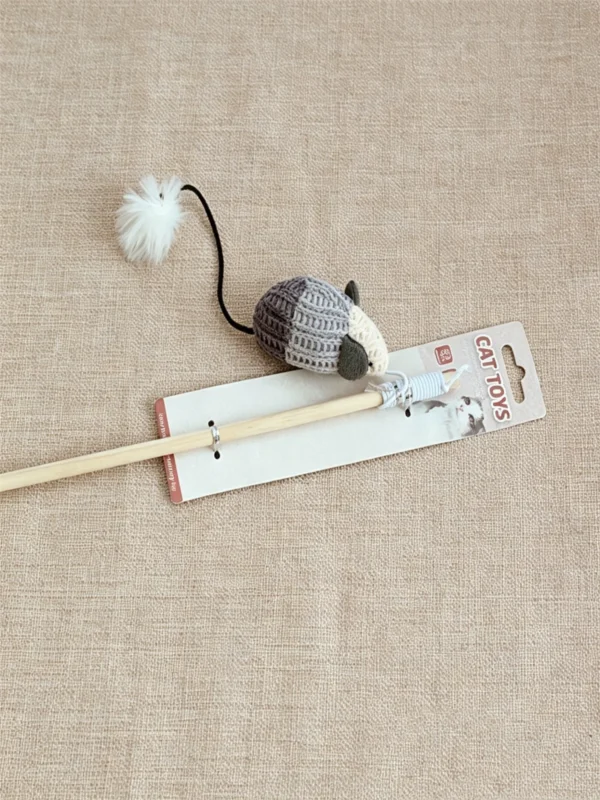 Wooden Handle Cat Teaser Wand – Interactive Toy for Cats