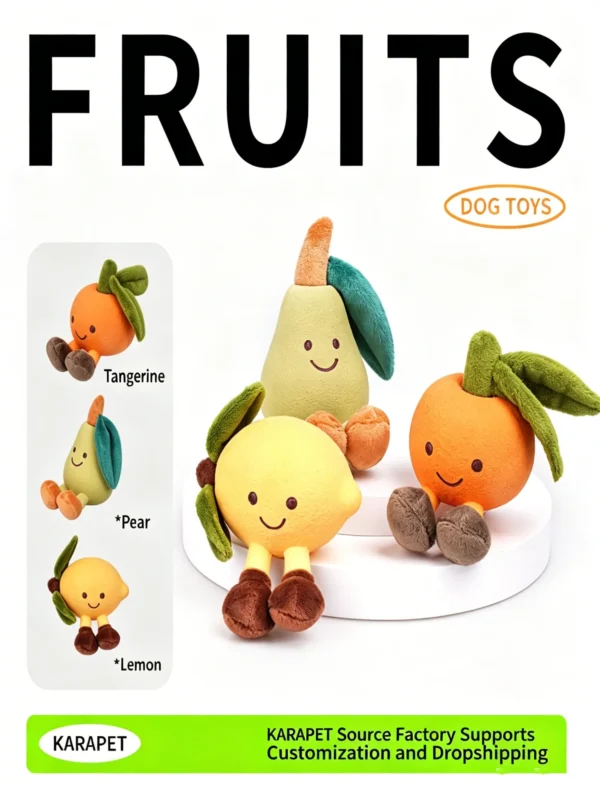 Squeaky Latex Plush Fruit Toy for Dogs – Soft & Durable