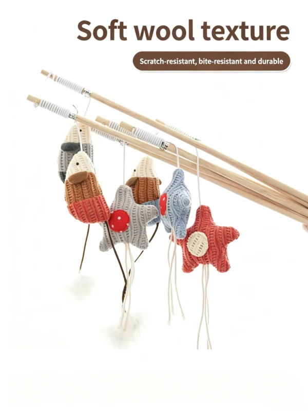 Wooden Handle Cat Teaser Wand – Interactive Toy for Cats