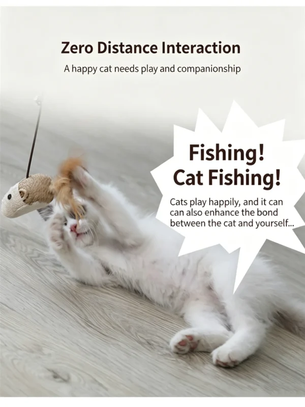 Wooden Handle Cat Teaser Wand – Interactive Toy for Cats