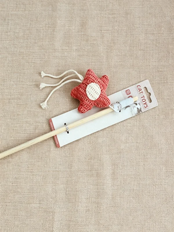 Wooden Handle Cat Teaser Wand – Interactive Toy for Cats