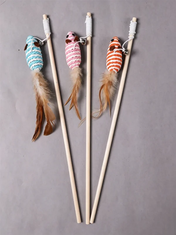 Wooden Cat Teaser Wand for Indoor Cats