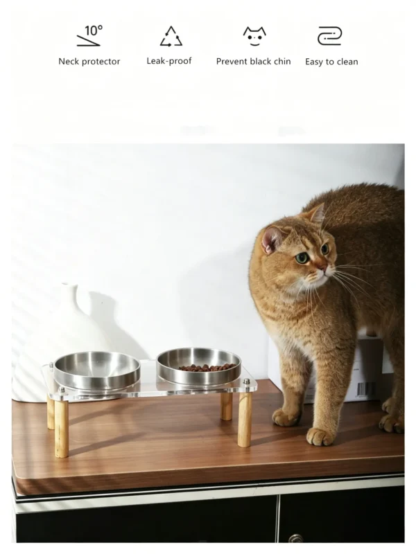 304 Stainless Steel Acrylic Raised Pet Bowl 6.8oz×2