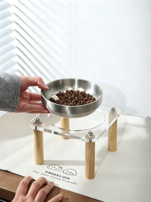 304 Stainless Steel Acrylic Elevated Pet Bowl 6.8 oz