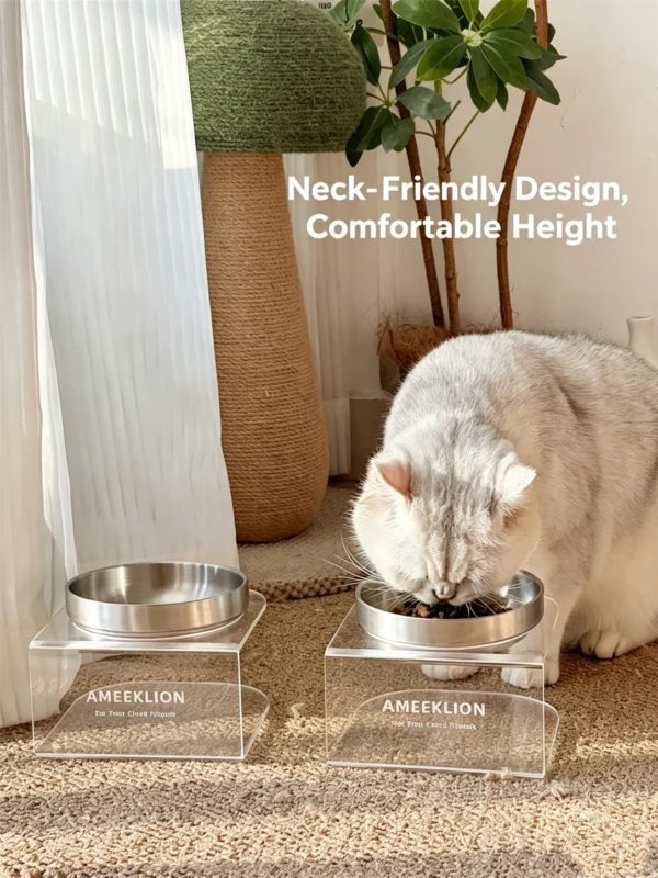 304 Stainless Steel Pet Bowl with Acrylic Stand 6.8 Ounces