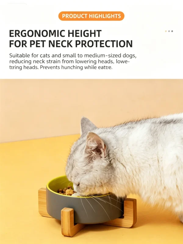 Ceramic Wooden Frame Pet Premium Food and Water Bowl 13.5-28.7oz