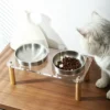 304 Stainless Steel Acrylic Raised Pet Bowl 6.8oz×2