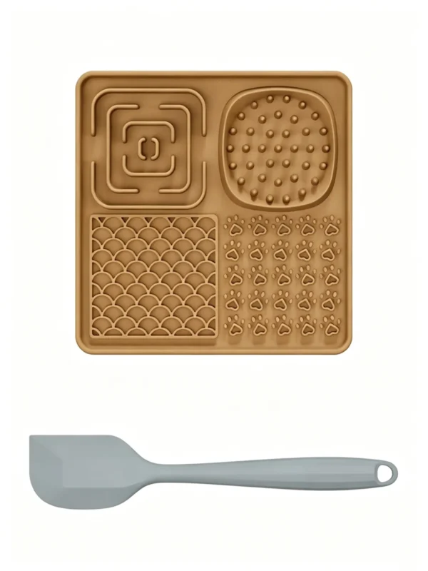 Silicone Non-Slip Waterproof Pet Feeding Tray with Scraper 8.7×8in