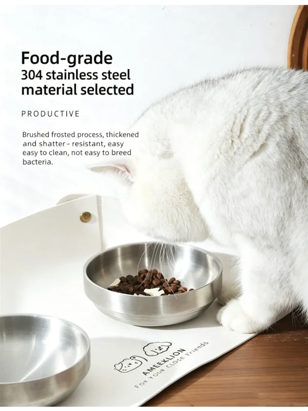 304 Stainless Steel Acrylic Raised Pet Bowl 6.8oz×2