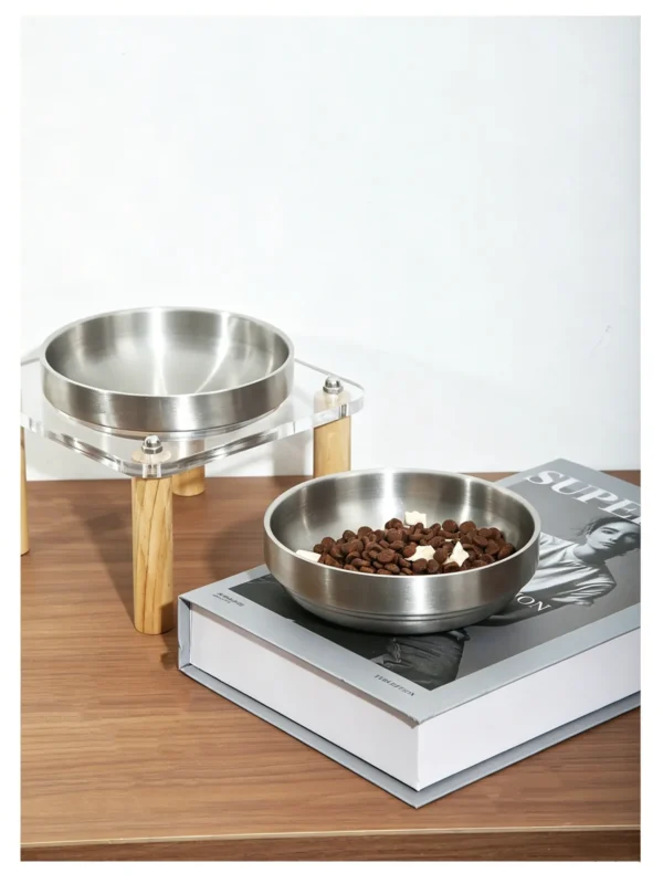 304 Stainless Steel Acrylic Elevated Pet Bowl 6.8 oz
