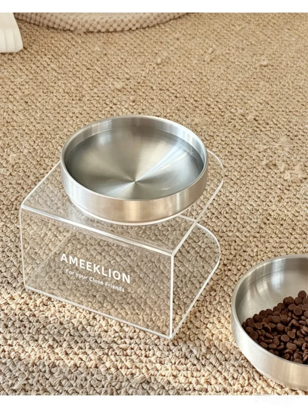304 Stainless Steel Pet Bowl with Acrylic Stand 6.8 Ounces