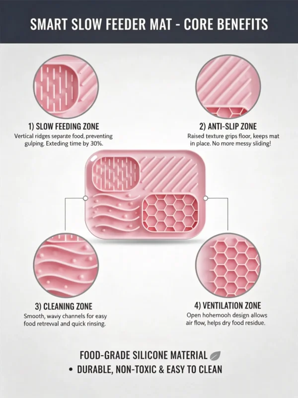 Silicone Pet Licking Mat Slow Feeder Bowl 5.9×7.87in