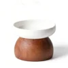 Ceramic Solid Wood Base Pet Bowl 15oz